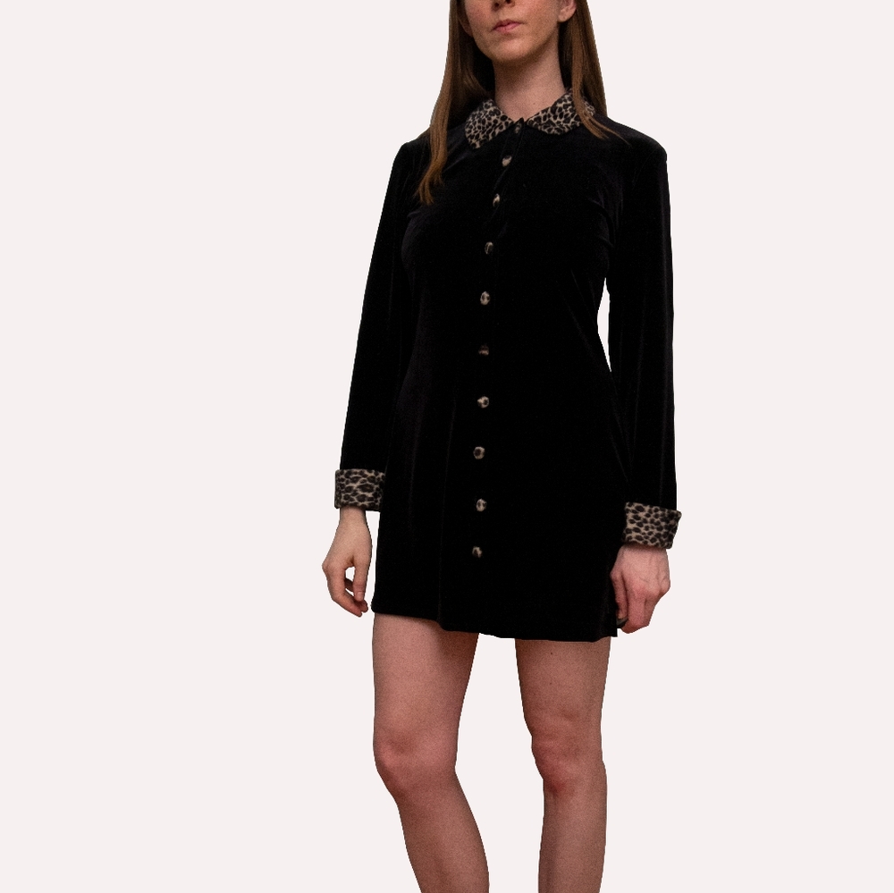 leopard velvet mini dress